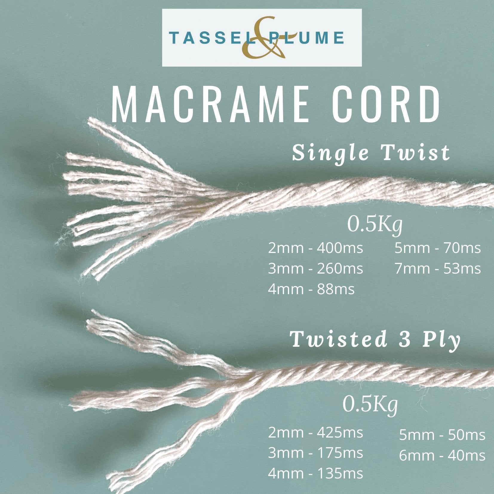 3 ply Macrame Cord 5 mm